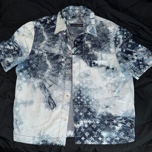 Louis Vuitton Denim Jacket with Blue and White Pattern